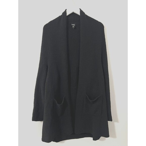 Eileen Fisher Black Wool Open Front Knit Oversized Chunky Sweater Cardigan L - Picture 1 of 5